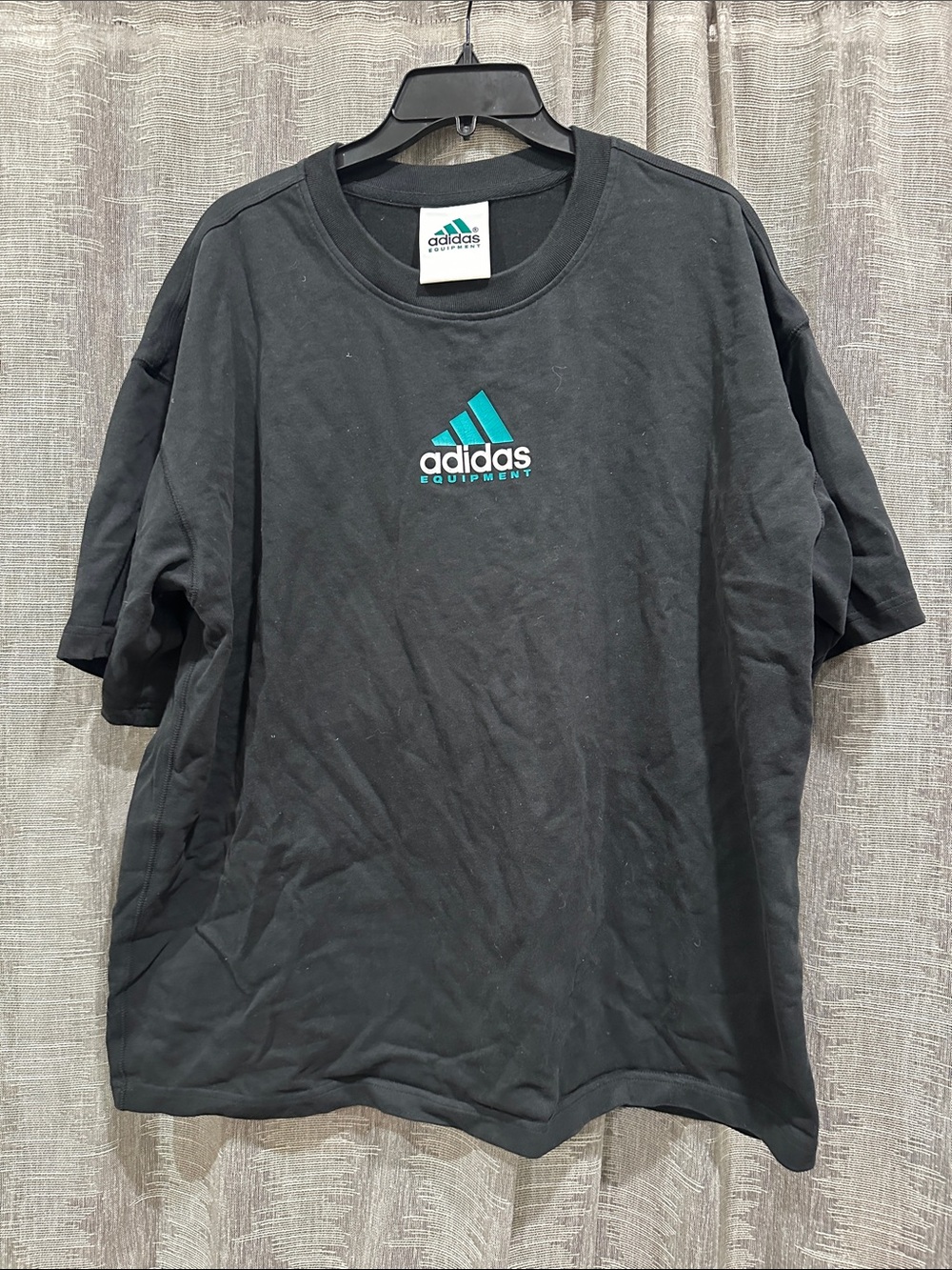 Adidas Equipment Black T-Shirt with Teal Logo
